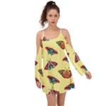 Colorful Butterflies Pattern Kimono Sleeves Boho Dress