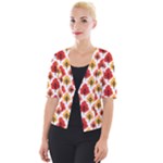 Seamless Autumn Trees Pattern Cropped Button Cardigan
