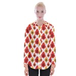 Seamless Autumn Trees Pattern Womens Long Sleeve Shirt