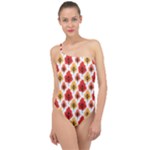 Seamless Autumn Trees Pattern Classic One Shoulder Swimsuit