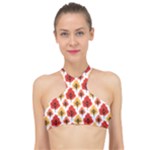 Seamless Autumn Trees Pattern High Neck Bikini Top