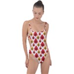 Seamless Autumn Trees Pattern Tie Strap One Piece Swimsuit