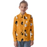 Halloween costume cats pattern Kids  Long Sleeve Shirt