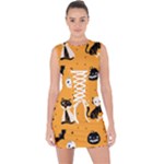 Halloween costume cats pattern Lace Up Front Bodycon Dress