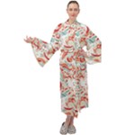 Retro Floral Ornament Pattern Design Maxi Velour Kimono