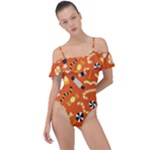 Halloween candy Frill Detail One Piece Swimsuit