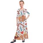 Christmas fox Kids  Quarter Sleeve Maxi Dress