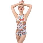 Christmas fox Cross Front Low Back Swimsuit