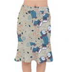 Christmas penguins Short Mermaid Skirt