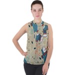 Christmas penguins Mock Neck Chiffon Sleeveless Top