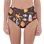 Winter christmas Reversible High-Waist Bikini Bottoms