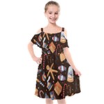 Winter christmas Kids  Cut Out Shoulders Chiffon Dress