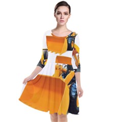 Quarter Sleeve Waist Band Dress 