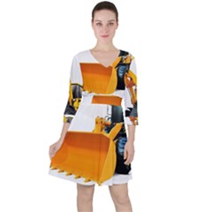 Quarter Sleeve Ruffle Waist Dress 