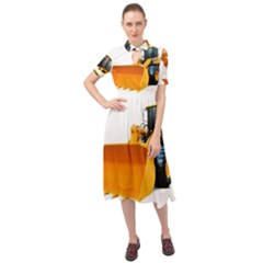 Keyhole Neckline Chiffon Dress 