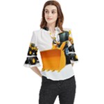 937h 1 955n 2 955n 1 932 1 Loose Horn Sleeve Chiffon Blouse