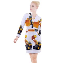 Button Long Sleeve Dress 