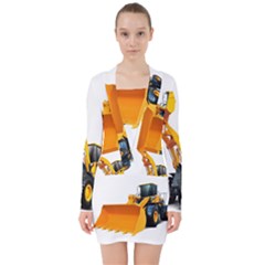 V-neck Bodycon Long Sleeve Dress 