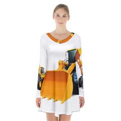 Long Sleeve Velvet V-neck Dress 