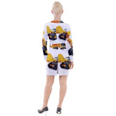 Button Long Sleeve Dress 