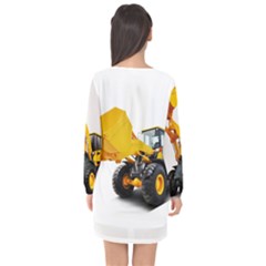 Long Sleeve Chiffon Shift Dress  