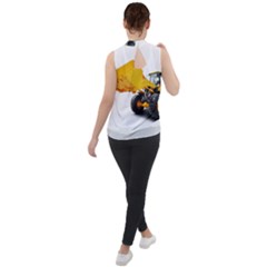 Mock Neck Chiffon Sleeveless Top 