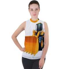 Mock Neck Chiffon Sleeveless Top 
