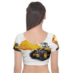 Velvet Short Sleeve Crop Top  