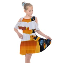 Kids  Shoulder Cutout Chiffon Dress 