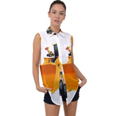 Sleeveless Chiffon Button Shirt 