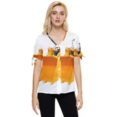 Bow Sleeve Button Up Top 
