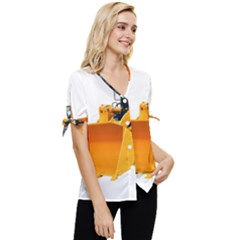 Bow Sleeve Button Up Top 