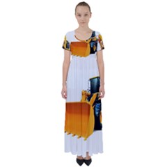 High Waist Short Sleeve Maxi Dress 