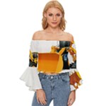 937h 1 955n 2 955n 1 932 1 Off Shoulder Flutter Bell Sleeve Top