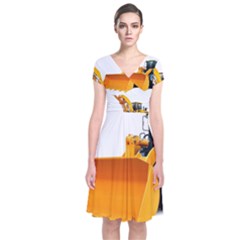 Short Sleeve Front Wrap Dress 