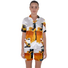 Satin Short Sleeve Pajamas Set 