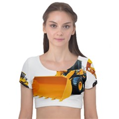 Velvet Short Sleeve Crop Top  