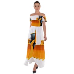 Off Shoulder Open Front Chiffon Dress 