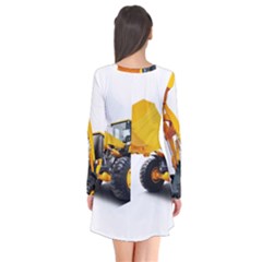 Long Sleeve V-neck Flare Dress 