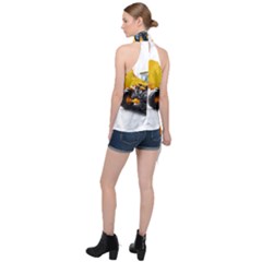 Halter Asymmetric Satin Top 
