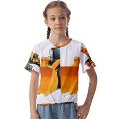 Kids  Cuff Sleeve Scrunch Bottom T-Shirt 