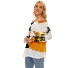 Off Shoulder Chiffon Pocket Shirt 