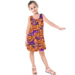 Purple and orange pumpkins, crazy Halloween pattern, Jack o  Lantern Kids  Sleeveless Dress
