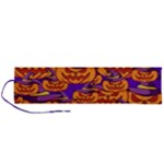 Purple and orange pumpkins, crazy Halloween pattern, Jack o  Lantern Roll Up Canvas Pencil Holder (L)