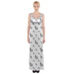 Grey Unicorn Sketchy Style Motif Drawing Pattern Thigh Split Maxi Dress