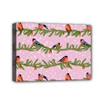 Bullfinches Sit On Branches On A Pink Background Mini Canvas 7  x 5  (Stretched)