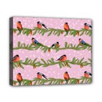Bullfinches Sit On Branches On A Pink Background Canvas 10  x 8  (Stretched)