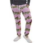 Bullfinches Sit On Branches On A Pink Background Men s Jogger Sweatpants