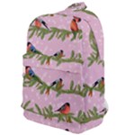 Bullfinches Sit On Branches On A Pink Background Classic Backpack