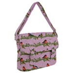 Bullfinches Sit On Branches On A Pink Background Buckle Messenger Bag